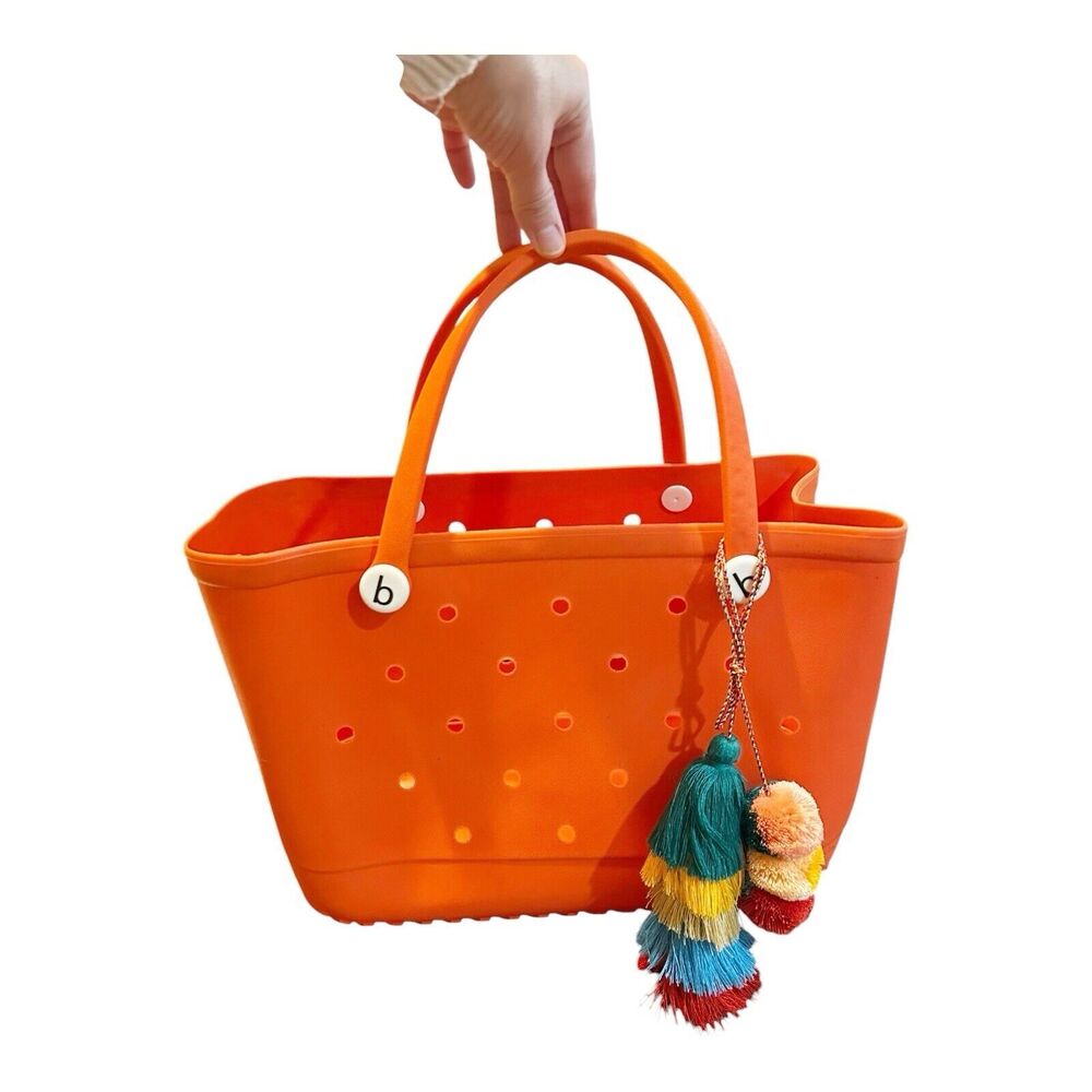 Baby Bogg Bag Medium Coral Me Mine Orange Tassel Charm EVA Waterproof